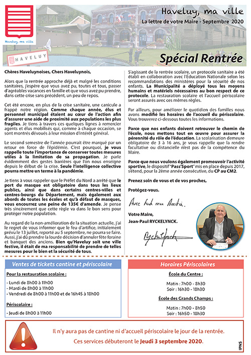 special rentree septembre 2020